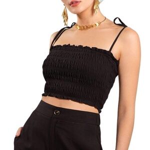 Blu Pepper Smocked Tie Strap Cropped Top